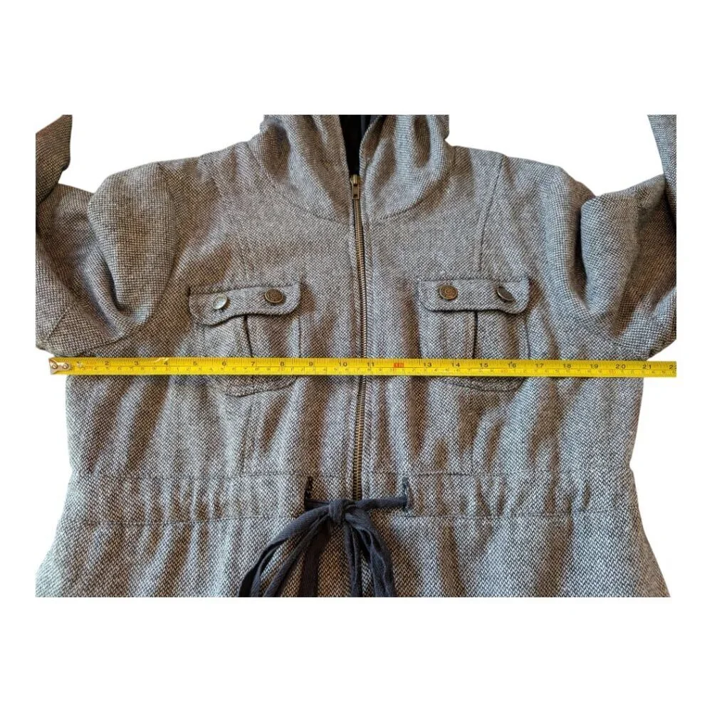 Ivy Jane | Lightweight Hooded Jacket | Heather Grey/Herringbone | Size XL - Picture 8 of 11